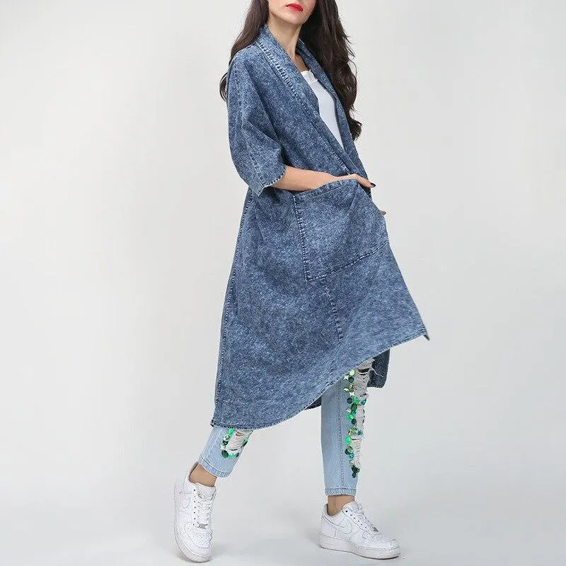 Thin Layered Denim Trench Coat