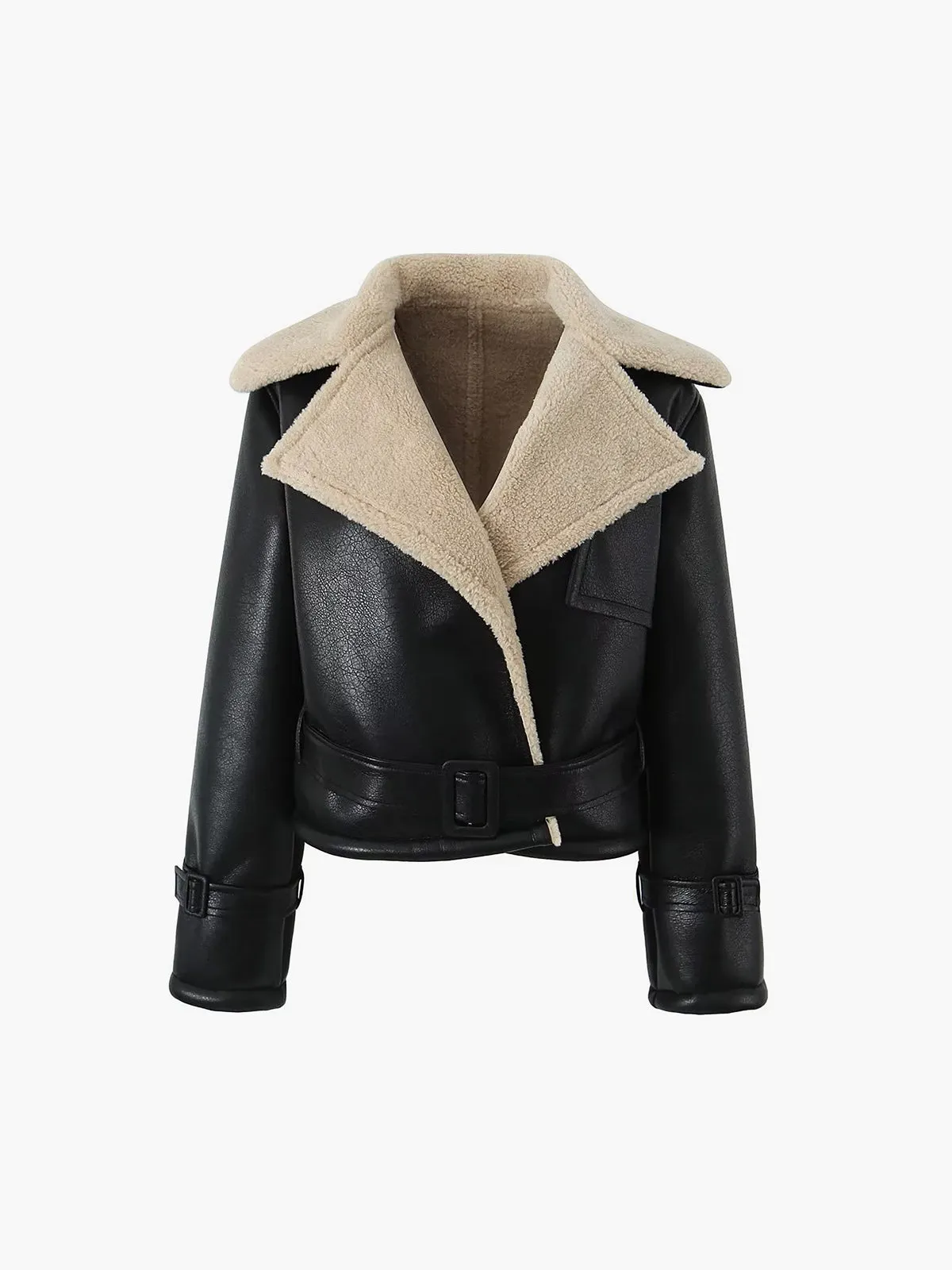 Too Blessed Sherpa Lined Shearling Leather Flight Jacket