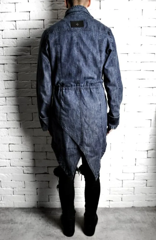 Trench Coat - Washed Blue Denim