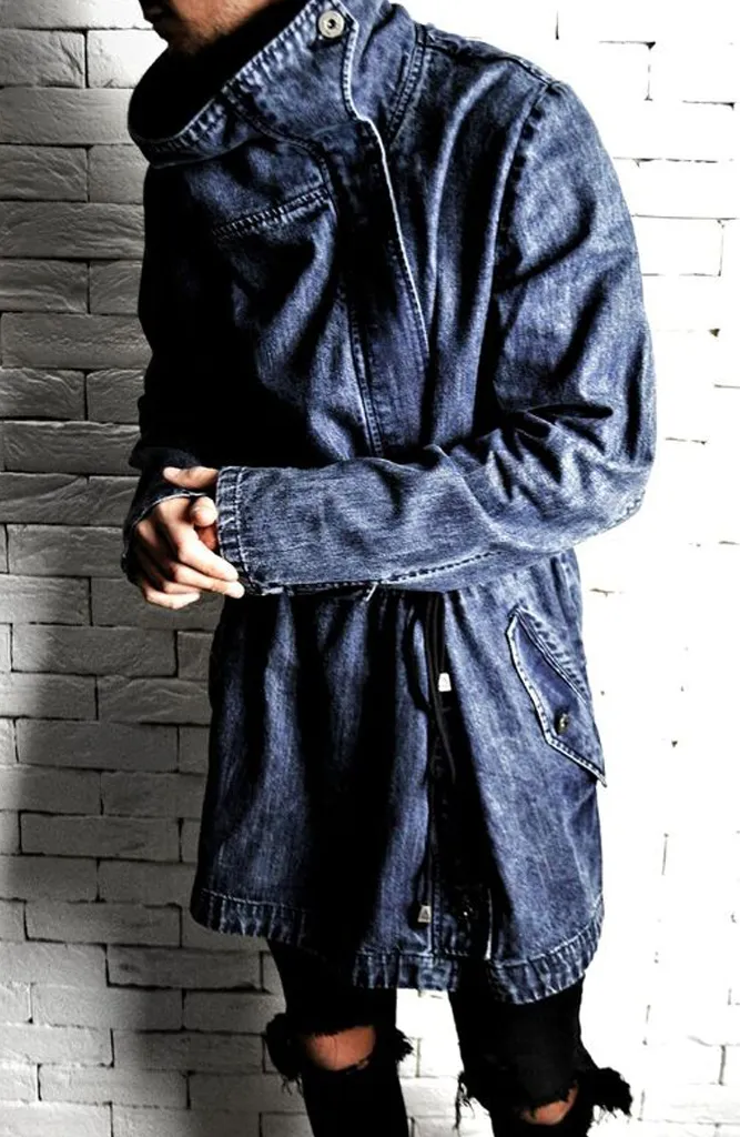 Trench Coat - Washed Blue Denim