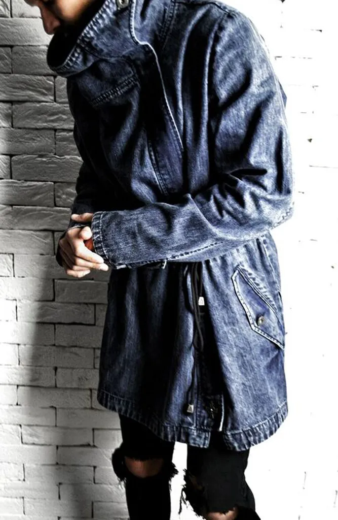 Trench Coat - Washed Blue Denim