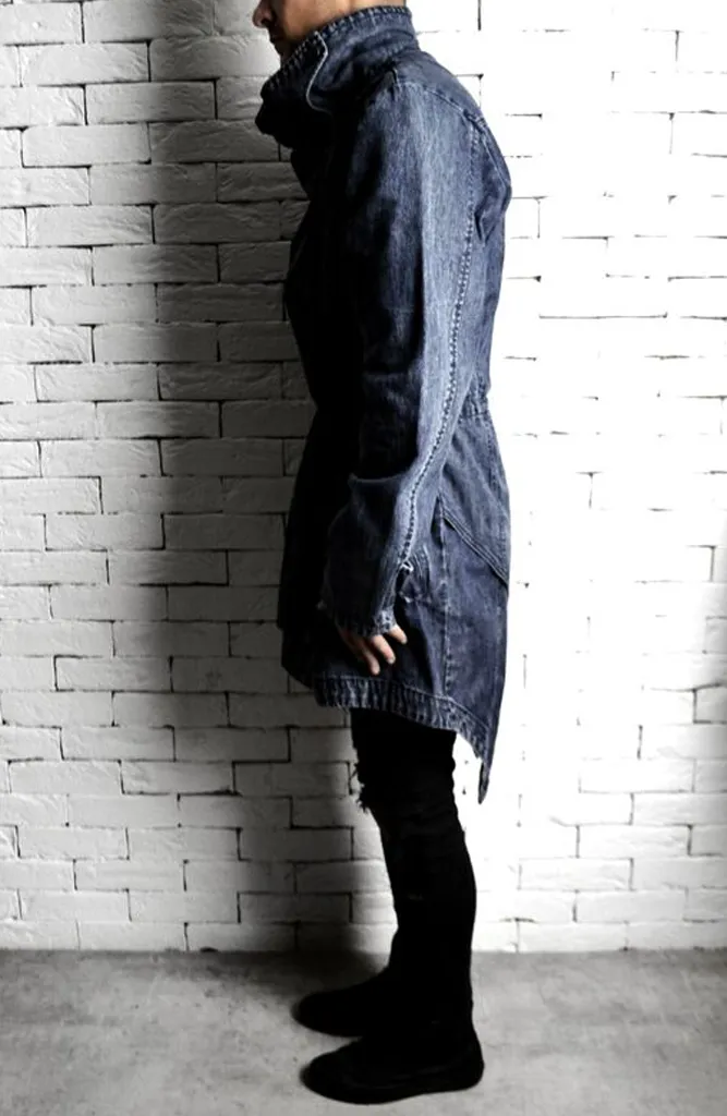 Trench Coat - Washed Blue Denim