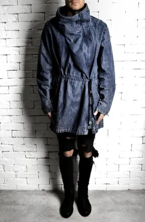 Trench Coat - Washed Blue Denim