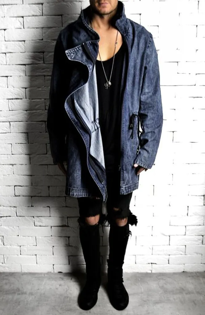 Trench Coat - Washed Blue Denim