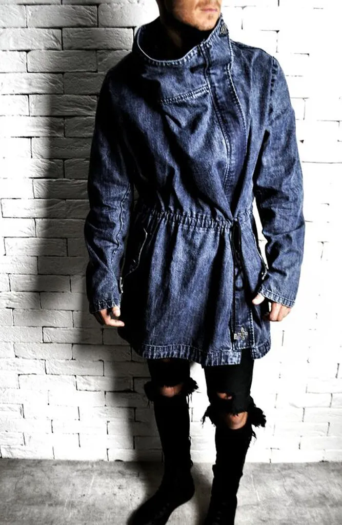 Trench Coat - Washed Blue Denim