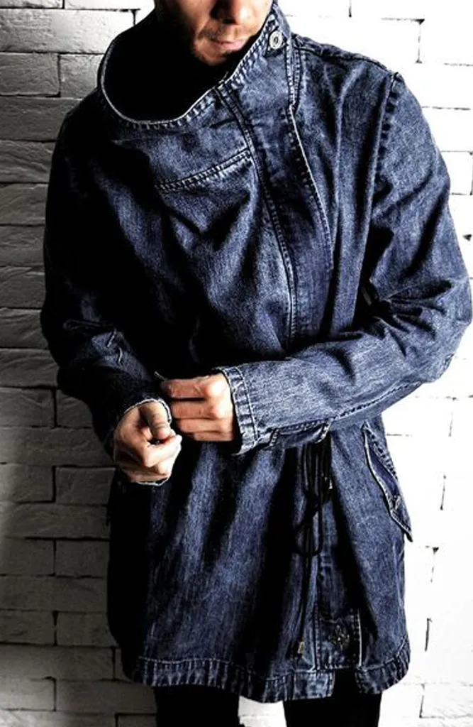 Trench Coat - Washed Blue Denim