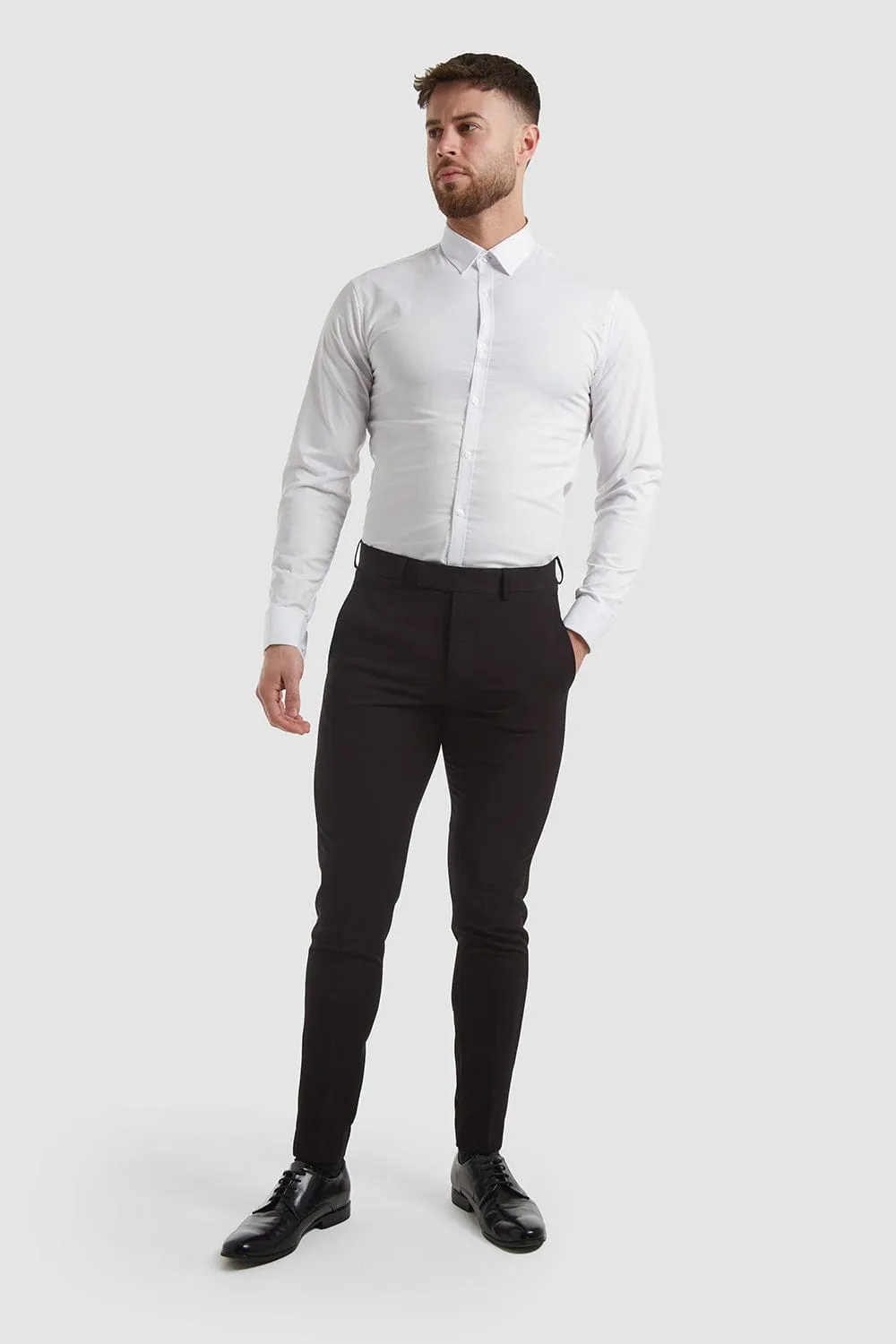 True Muscle Fit Suit Trousers in Black