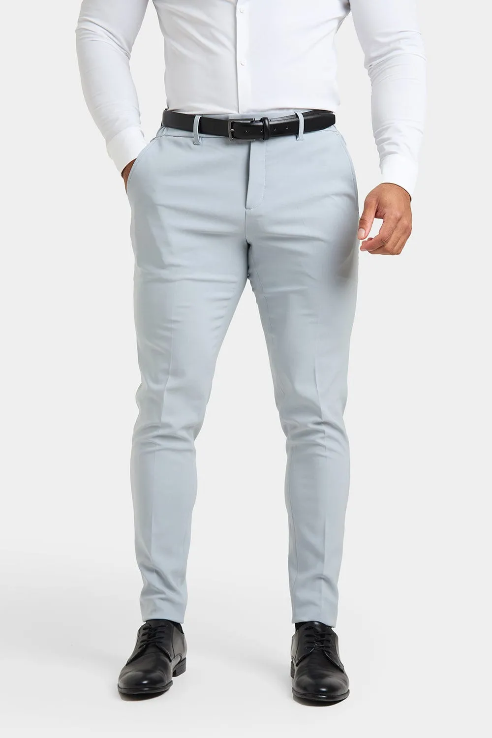 True Muscle Fit Tech Suit Trousers in Light Grey