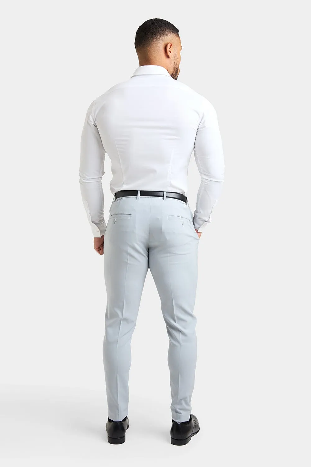 True Muscle Fit Tech Suit Trousers in Light Grey