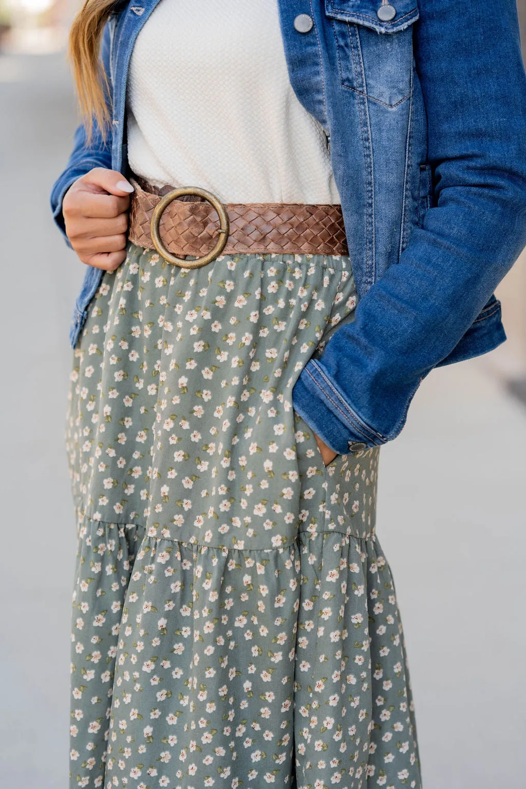 Unique Blossoms Tiered Maxi Skirt