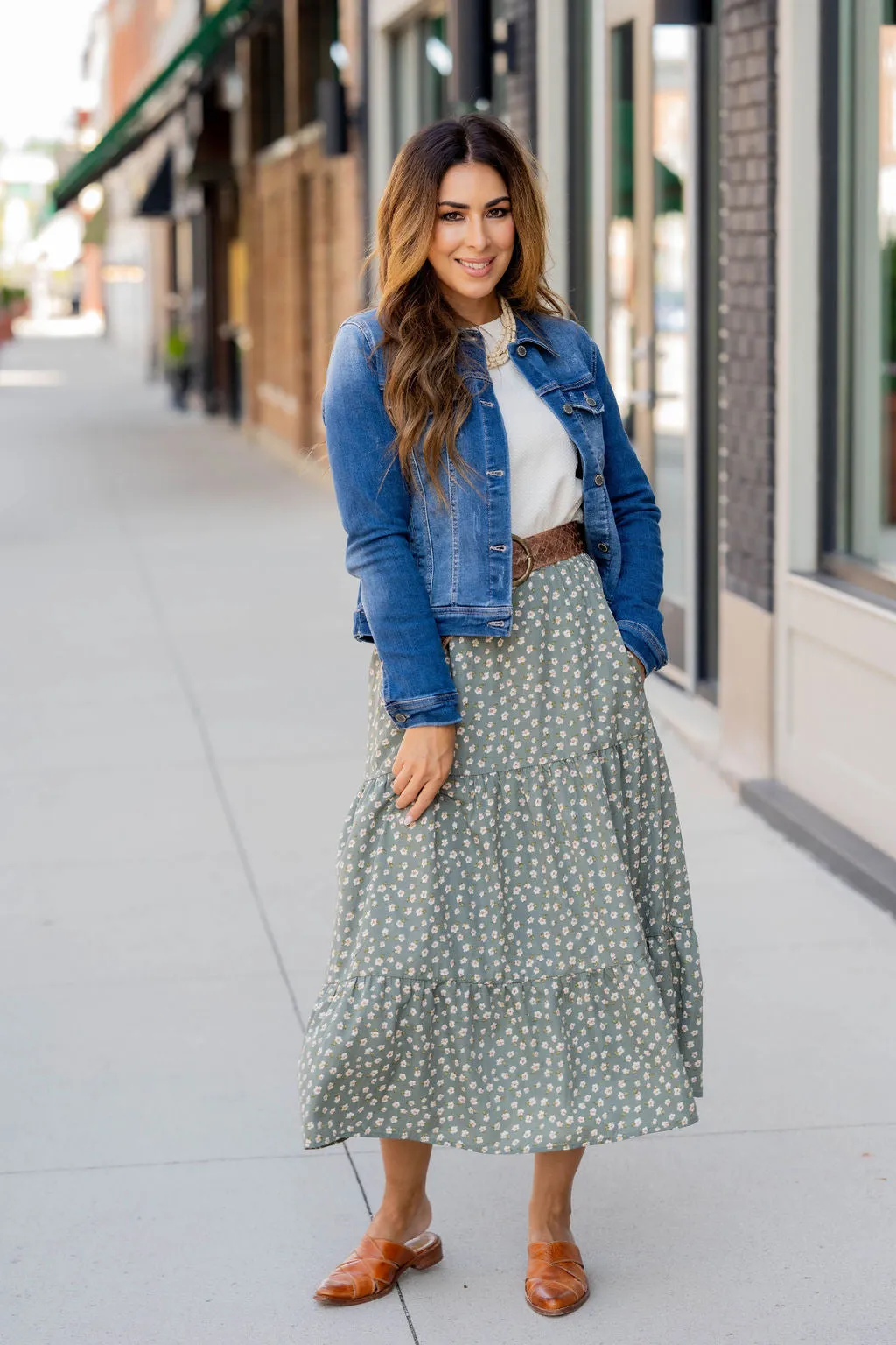 Unique Blossoms Tiered Maxi Skirt