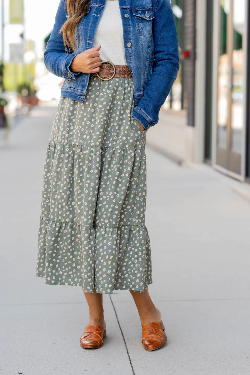 Unique Blossoms Tiered Maxi Skirt