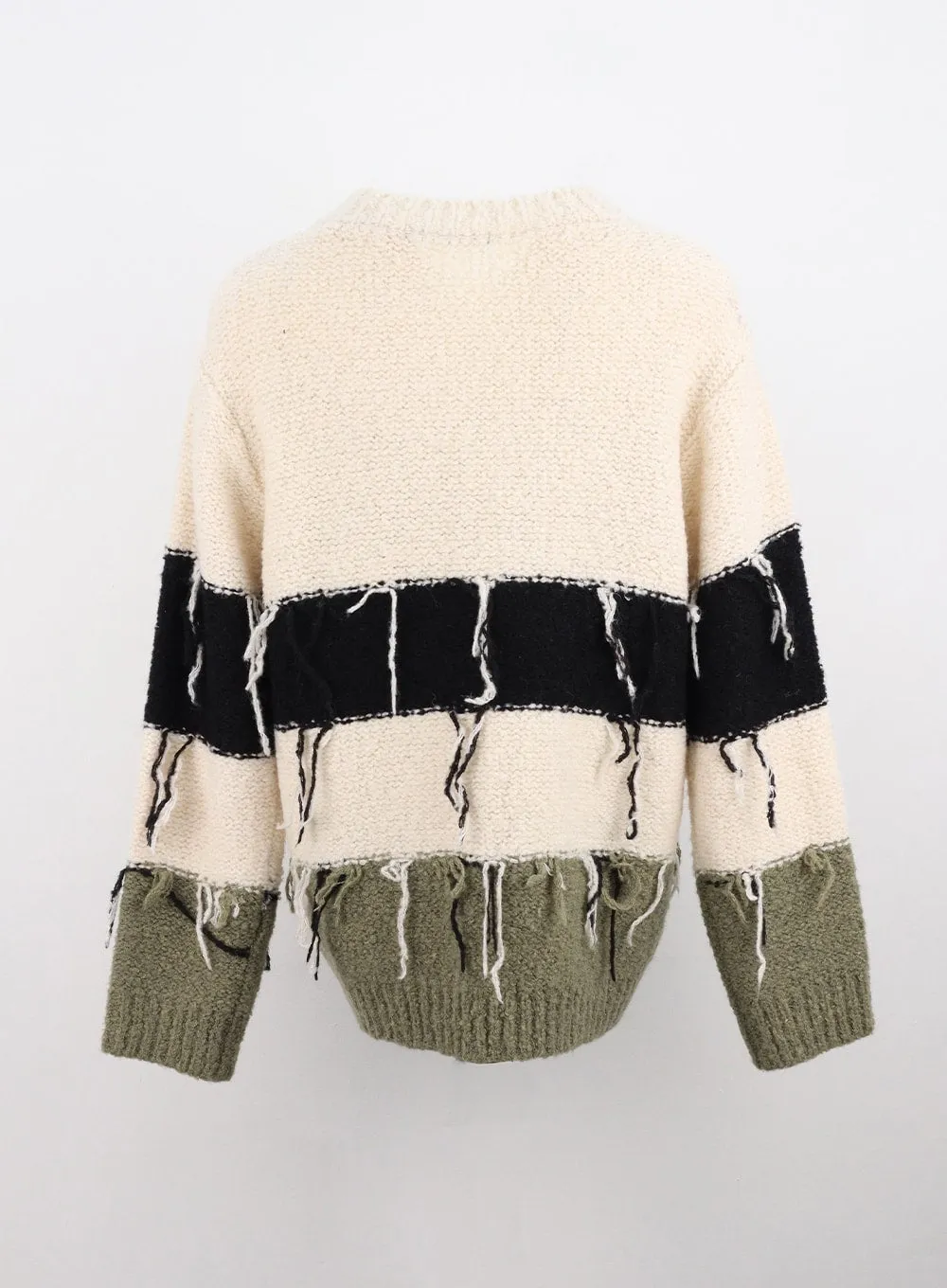 V-Neck Tassel Stripe Sweater CO330