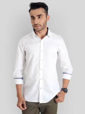 Vanilla White Solid Slim Fit Casual Shirt | JadeBlue