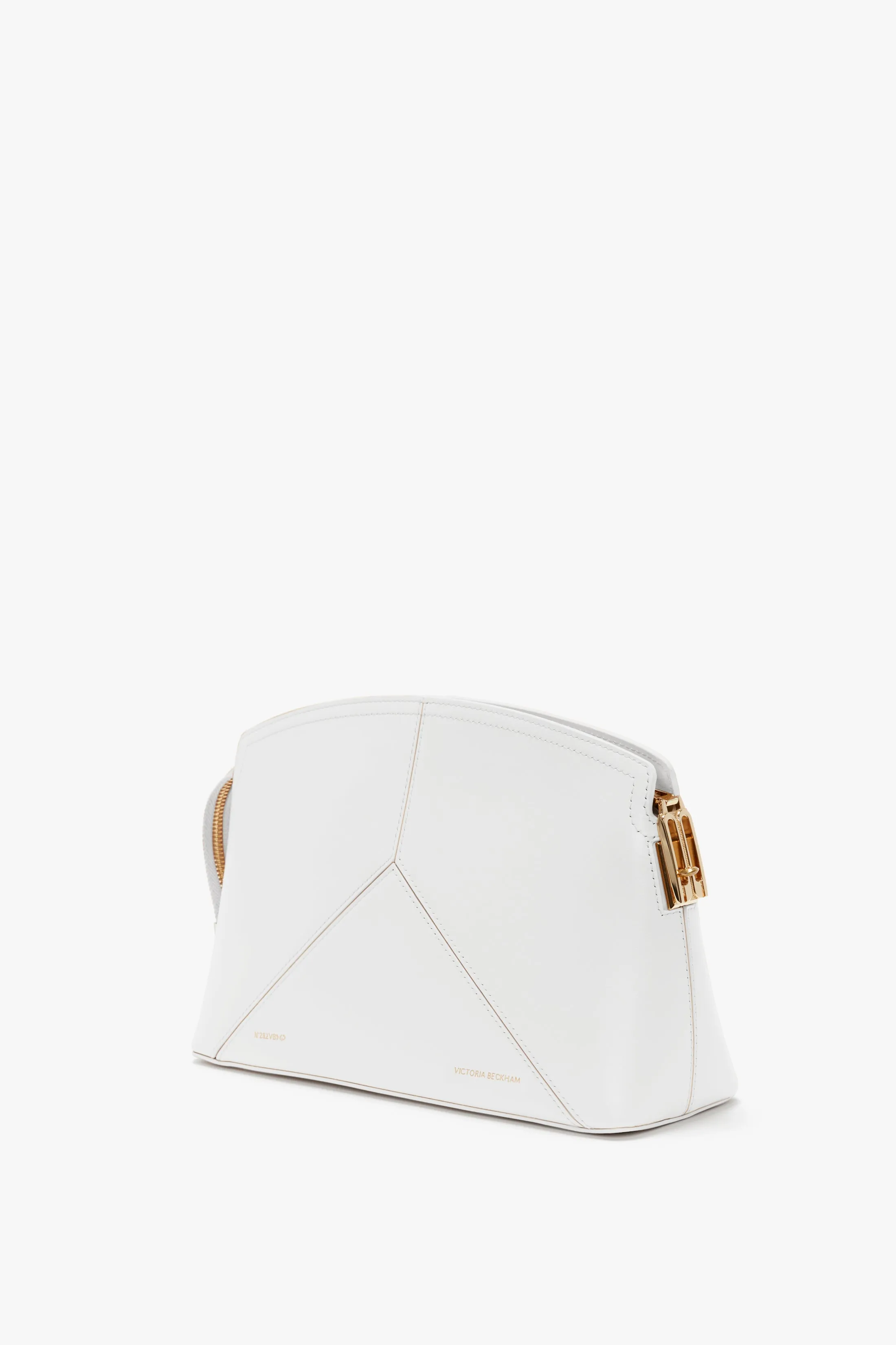 Victoria Clutch Bag In White Grained Leather