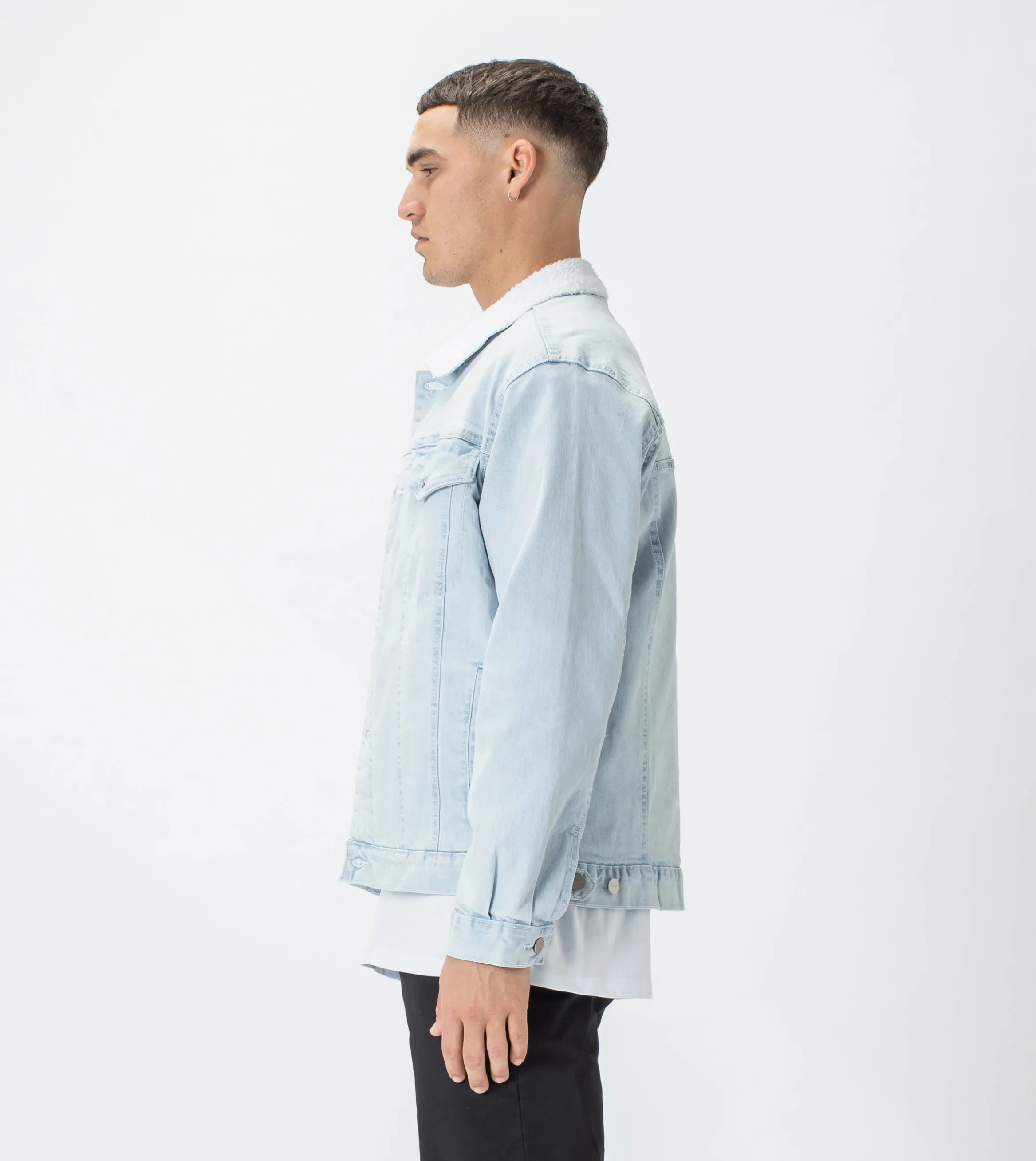 Vintage Denim Sherpa Jacket Whitewash