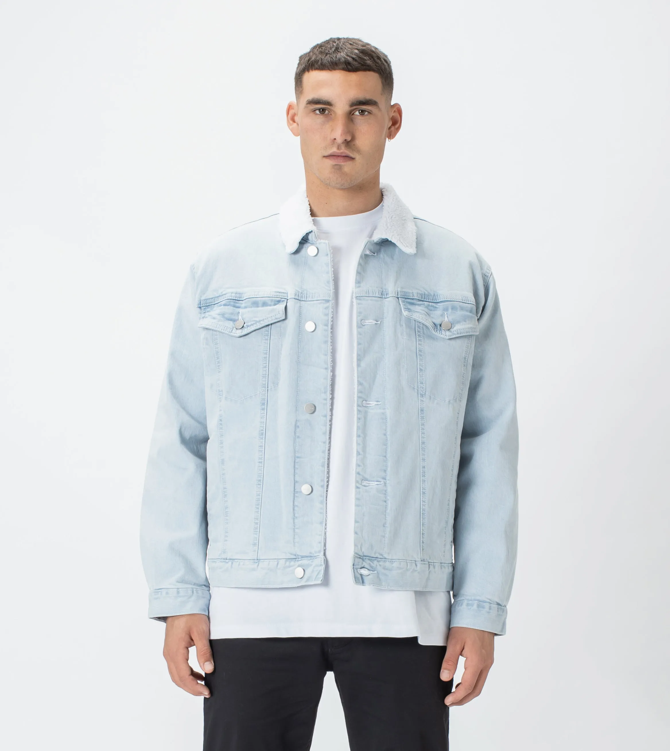 Vintage Denim Sherpa Jacket Whitewash