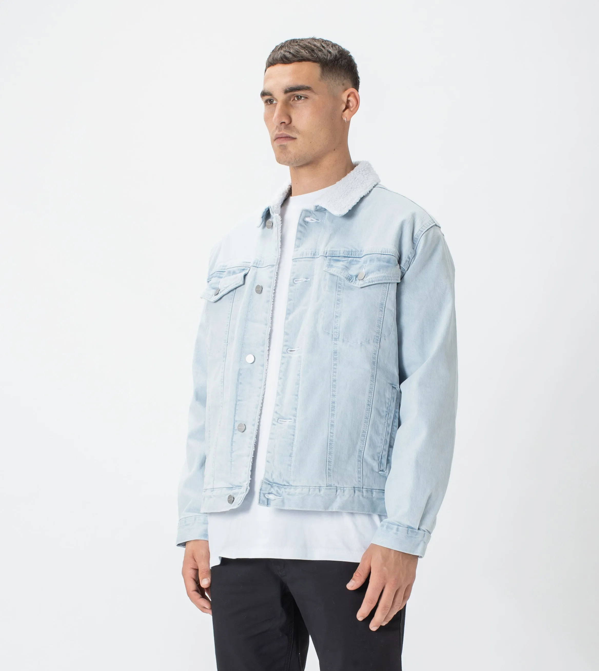 Vintage Denim Sherpa Jacket Whitewash