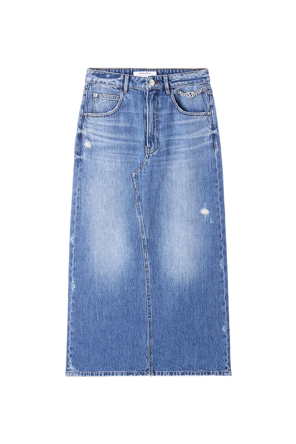 Vintage Denim Slit Maxi Skirt