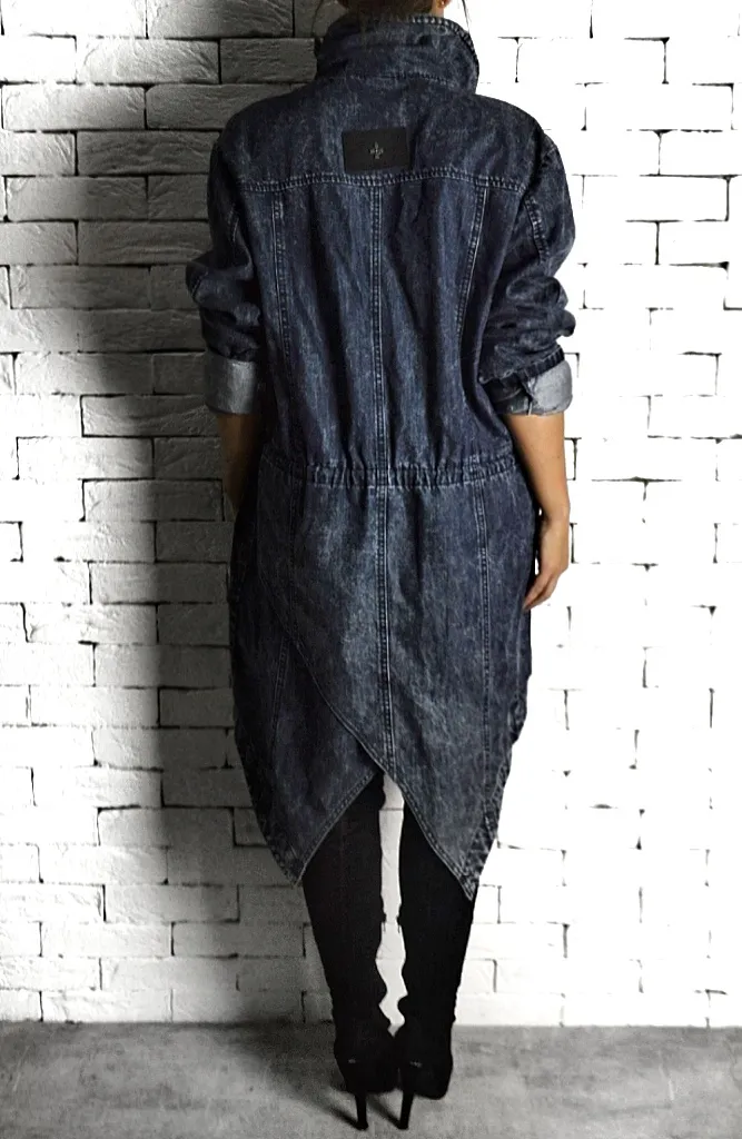 Washed Denim Trench Coat