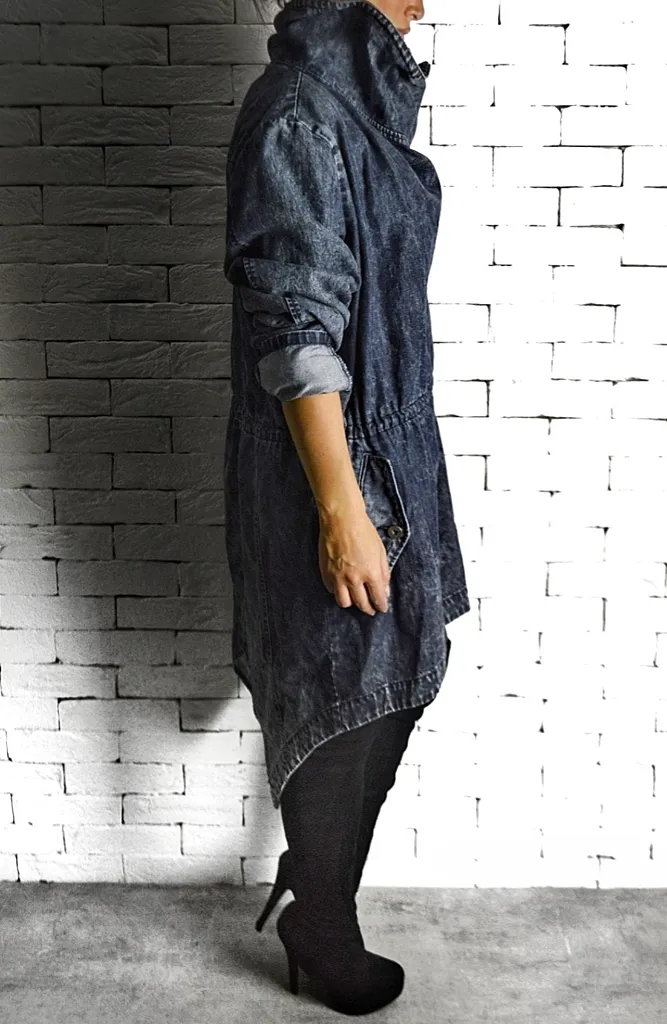 Washed Denim Trench Coat