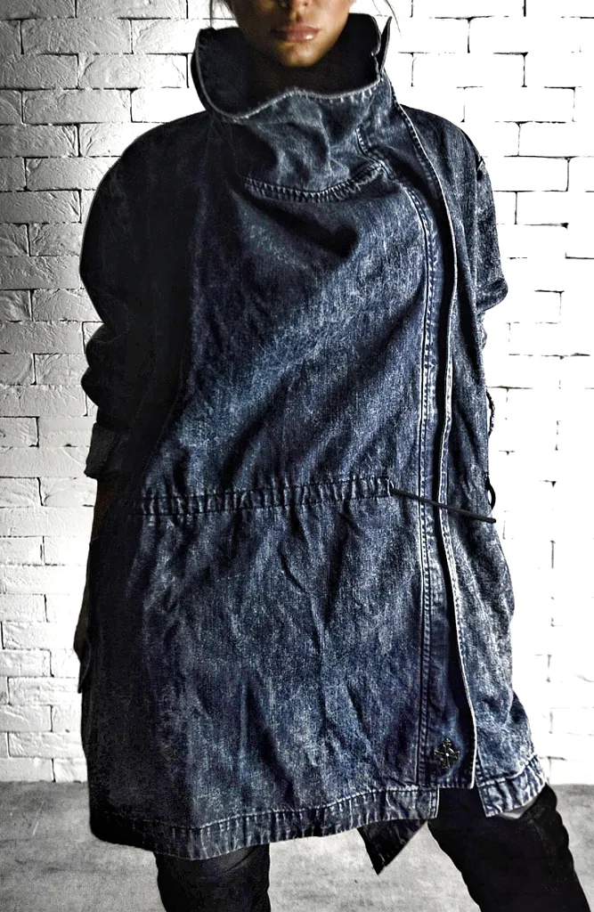 Washed Denim Trench Coat