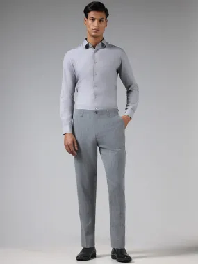 WES Formals Grey Striped Slim Tapered Trousers