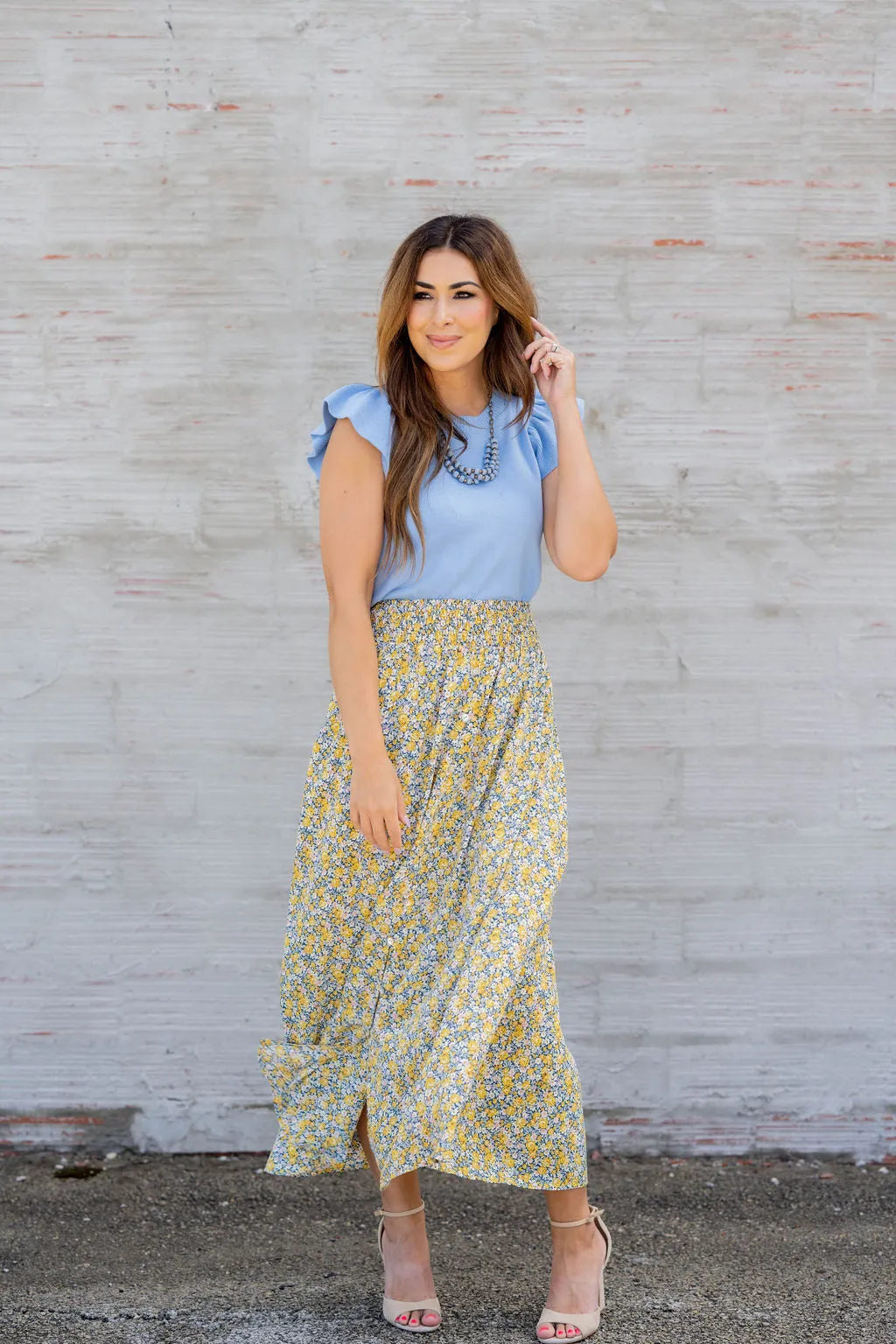 Wild Blooms Button Accented Maxi Skirt