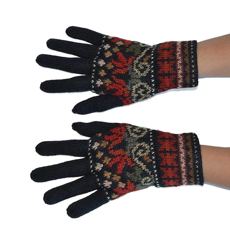 Women's Full-Fingered Alpaca Gloves for Winter