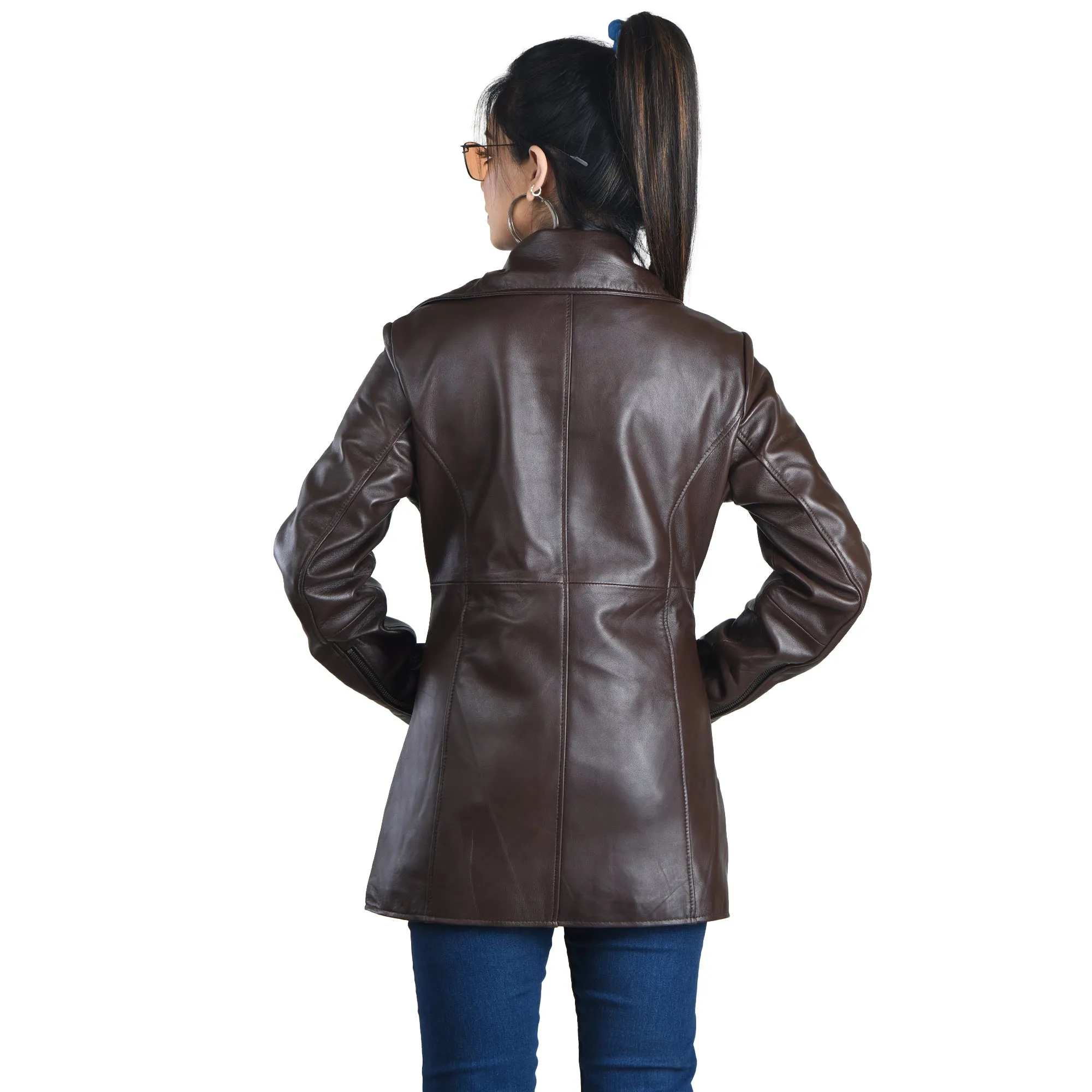 WOMENS LEATHER JACKET 41014 (BROWN)