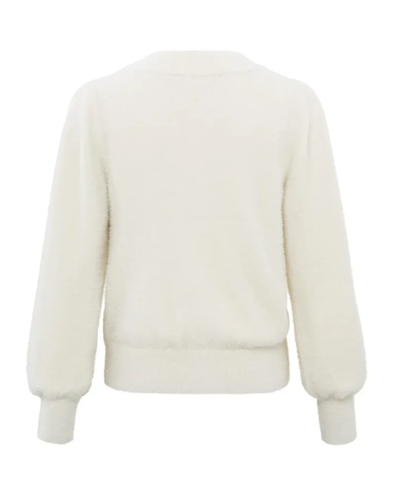 Yaya Chalk White Furry Cardigan - UK12