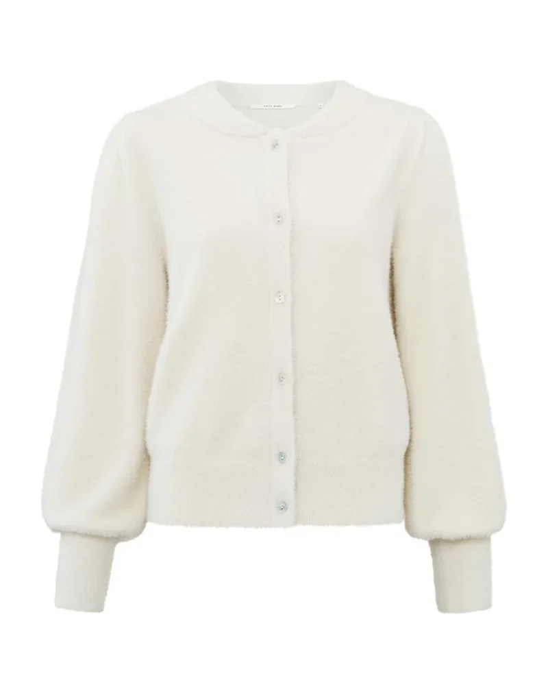 Yaya Chalk White Furry Cardigan - UK12