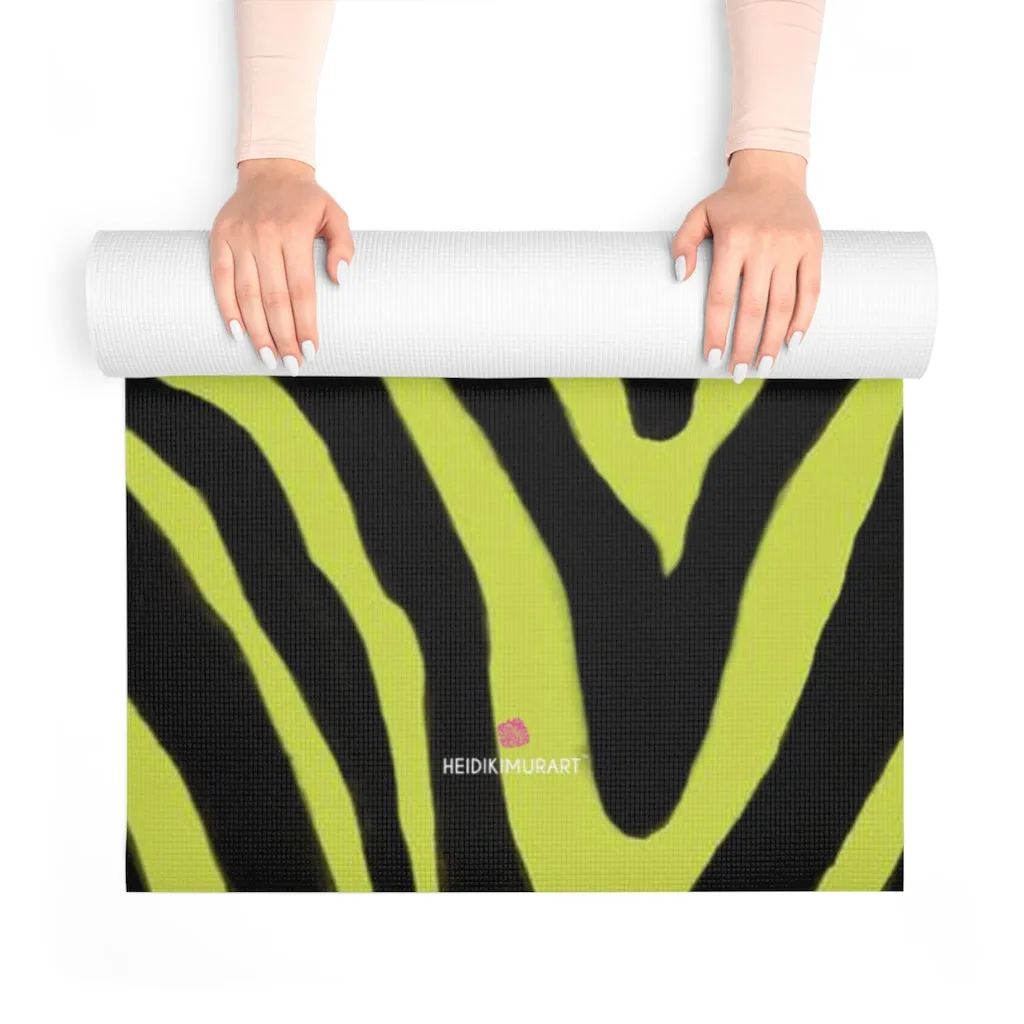 Yellow Zebra Foam Yoga Mat, Animal Print Best Lightweight 0.25" Thick Mat - Printed in USA (Size: 24″x72")