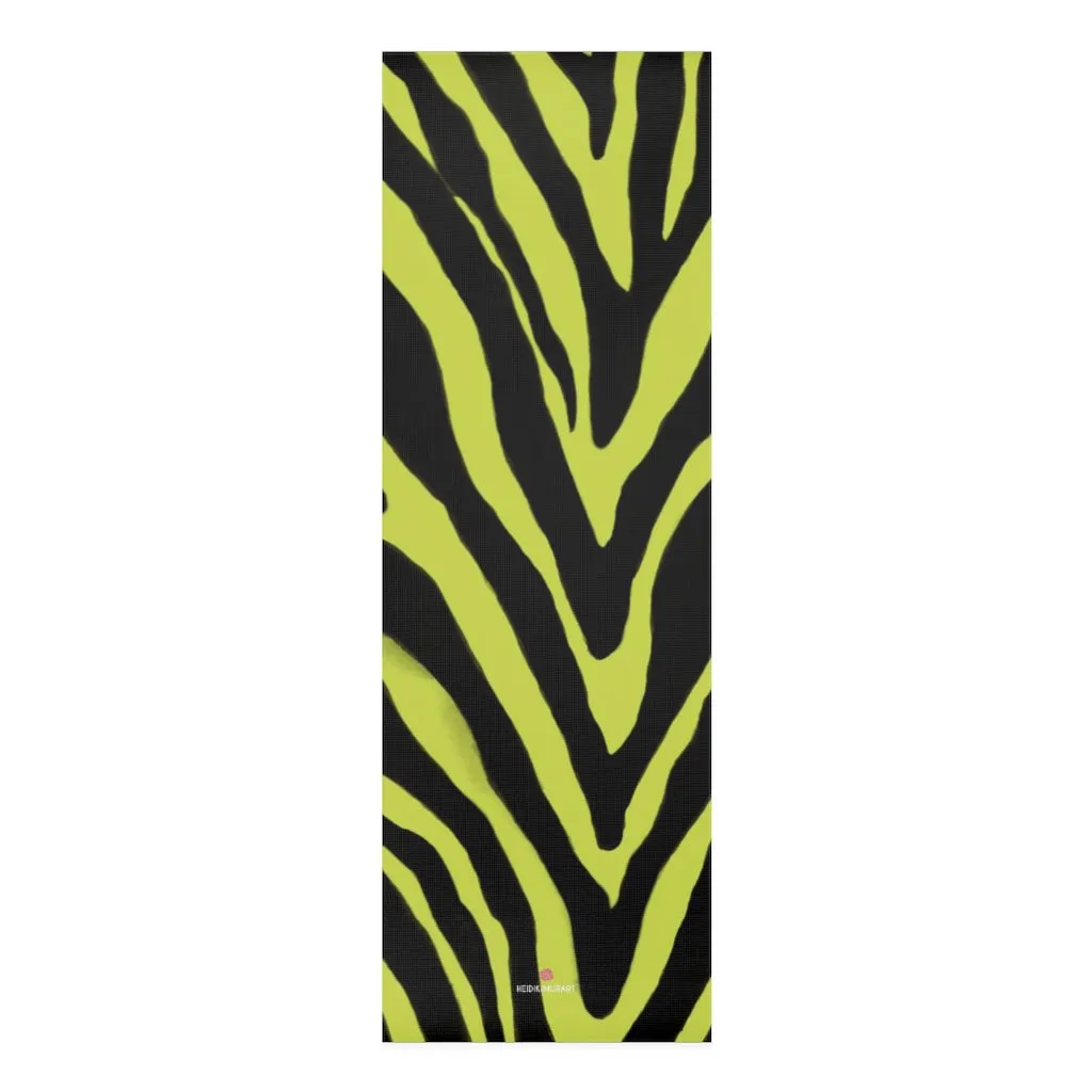 Yellow Zebra Foam Yoga Mat, Animal Print Best Lightweight 0.25" Thick Mat - Printed in USA (Size: 24″x72")