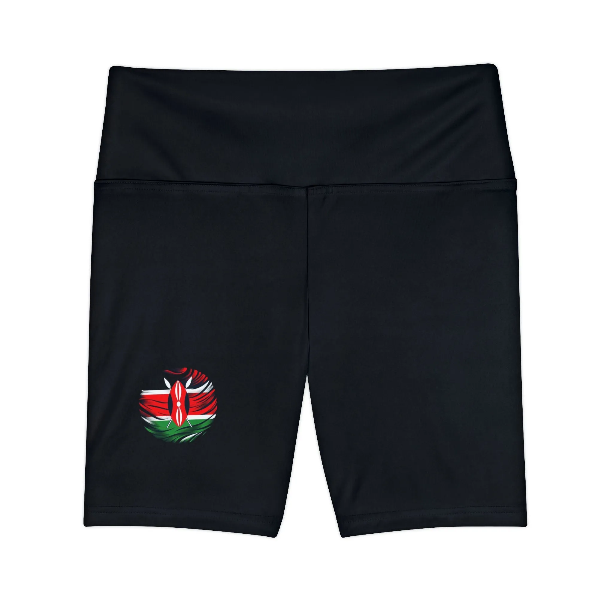 Yoga Shorts with Kenyan Flag - Women's Workout Shorts